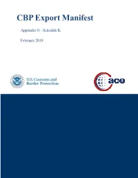 ACE Export Manifest