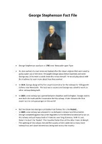 George Stephenson Fact File