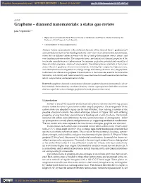 Graphene – Diamond Nanomaterials: a Status Quo Review