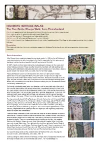 HIGHWAYS HERITAGE WALKS the Five Guide Stoops Walk, from Thurstonland Walk Length: Approximately 6Km, Allow Around Two Hours