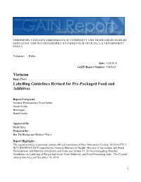 Labelling Guidelines Revised for Pre-Packaged Food and Additives