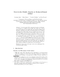 Meet-In-The-Middle Attacks on Reduced-Round XTEA*