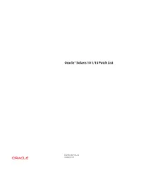Oracle Solaris 10 113 Patch List