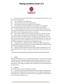 Playing Conditions Under 17'S