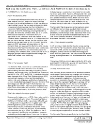RDF and the Semantic Web.(Database and Network Journal-Intelligence) © COPYRIGHT 2003 A.P