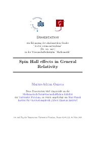 Spin Hall Effects in General Relativity