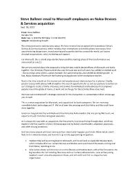 Steve Ballmer Email to Microsoft Employees on Nokia Devices & Services Acquisition Sept