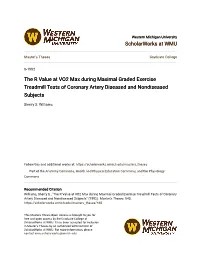 The R Value at VO2 Max During Maximal Graded Exercise Treadmill Tests of Coronary Artery Diseased and Nondiseased Subjects