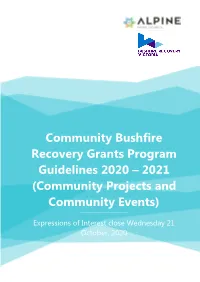 Community Bushfire Recovery Grants Program Guidelines 2020 – 2021 (Community Projects and Community Events)