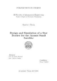 Design and Simulation of a Star Tracker for the Aramis Small Satellite