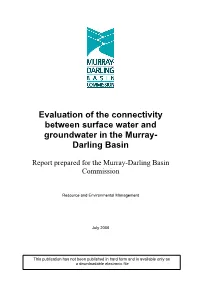 Evaluation of the Connectivity Between Surface Water and Groundwater in the Murray- Darling Basin