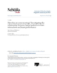 How Fun Are Your Meetings? Investigating the Relationship Between Humor Patterns in Team Interactions and Team Performance