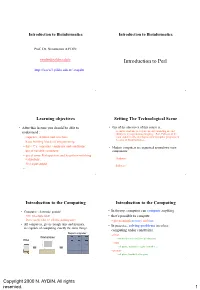 Introduction to Bioinformatics Introduction to Bioinformatics