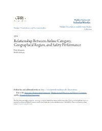 Relationship Between Airline Category, Geographical Region, and Safety Performance Peter Simpson Walden University