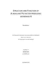 Structure and Function of A.Nidulans Psi Factor Producing Oxygenase A