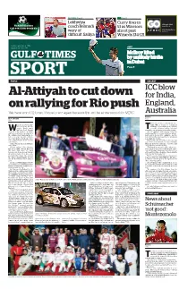 Al-Attiyah to Cut Down on Rallying for Rio Push