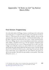 Appendix: “A Note on Art” by Rainer Maria Rilke