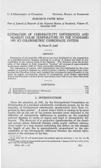 Estimation of Chromaticity Differences and Nearest Color Temperature On