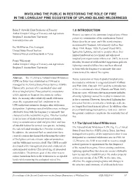 Involving the Public in Restoring the Role of Fire in the Longleaf Pine Ecosystem of Upland Island Wilderness