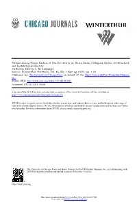 Memorializing Knute Rockne at the University of Notre Dame: Collegiate Gothic Architecture and Institutional Identity Author(S): Sherry C