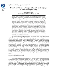 Nahuatl As a Classical, Foreign, and Additional Language: a Phenomenological Study