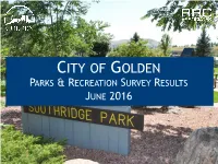 Parks and Recreation Survey Results – June 2016