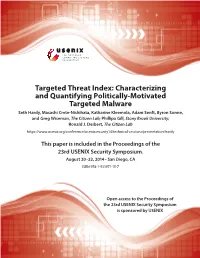 Targeted Threat Index: Characterizing and Quantifying
