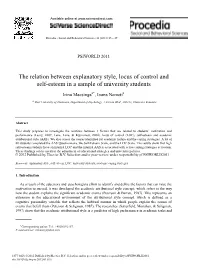 The Relation Between Explanatory Style, Locus of Control and Self-Esteem in a Sample of University Students