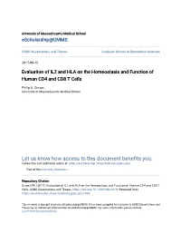 Evaluation of IL2 and HLA on the Homeostasis and Function of Human CD4 and CD8 T Cells