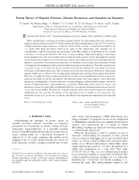 Parton Theory of Magnetic Polarons: Mesonic Resonances and Signatures in Dynamics