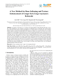 A New Method for Bone Softening and Texture Enhancement of Conger Eel (Conger Myriaster) Kabayaki