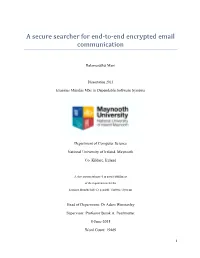 A Secure Searcher for End-To-End Encrypted Email Communication