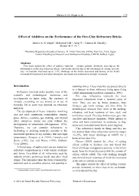 Effect of Additives on the Performance of the Fire-Clay Refractory Bricks