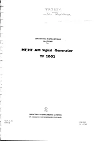 MF/HF AM Signal Generator TF 2OO2