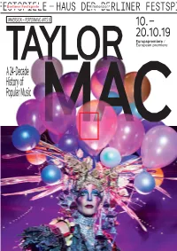 Programmheft Taylor Mac – a 24-Decade History of Popular Music