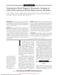 Quantitative Brain Magnetic Resonance Imaging in Girls with Attention-Deficit/Hyperactivity Disorder