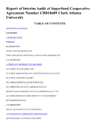 Report of Interim Audit of Superfund Cooperative Agreement Number CR818689 Clark Atlanta University TABLE of CONTENTS