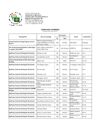 SCHEDULED TRAININGS Revised As of October 24, 2011
