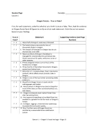 Student Page Name(S): Lesson 1 Oregon Forests