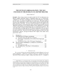 The Myth of Liberalization: the 2013 Changes in the Russian Lng Export Regime