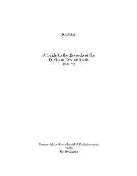 A Guide to the Records of the D. Grant Devine Fonds (BF 2)