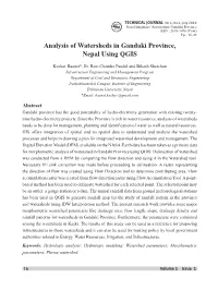 Analysis of Watersheds in Gandaki Province, Nepal Using QGIS