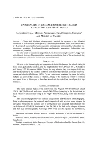 Carotenoids in Lichens from Bennet Island Lying in the East-Siberian Sea