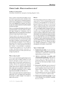 Clinical Audit - What Is It and How to Do It?