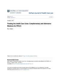 Complementary and Alternative Medicine for PPACA