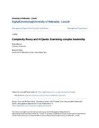 Complexity Theory and Al Qaeda: Examining Complex Leadership