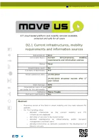 D2.1 Current Infrastructures, Mobility Requirements and Information Sources