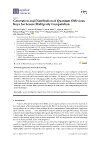 Generation and Distribution of Quantum Oblivious Keys for Secure Multiparty Computation