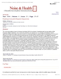Hearing at Low and Infrasonic Frequencies :&lt;B&gt;H Moller, CS