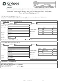 Householder Application for Planning Permission for Works Or Extension to a Dwelling